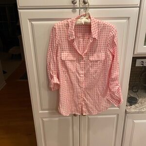 Express Pink and White Checkered Shirt